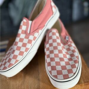 Vans Classic Slip-On Checkerboard Sneakers - Pink & White